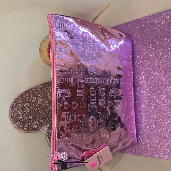 Juicy Couture 💖NWT💖 Pink Foiled Large Travel Cosmetic Bag!💖💖💖 - Picture 4 of 14